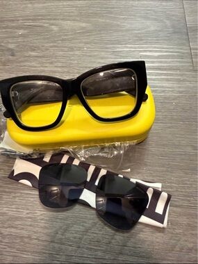 Marc Jacobs Black Cat-Eye Sunglasses with Yellow Case